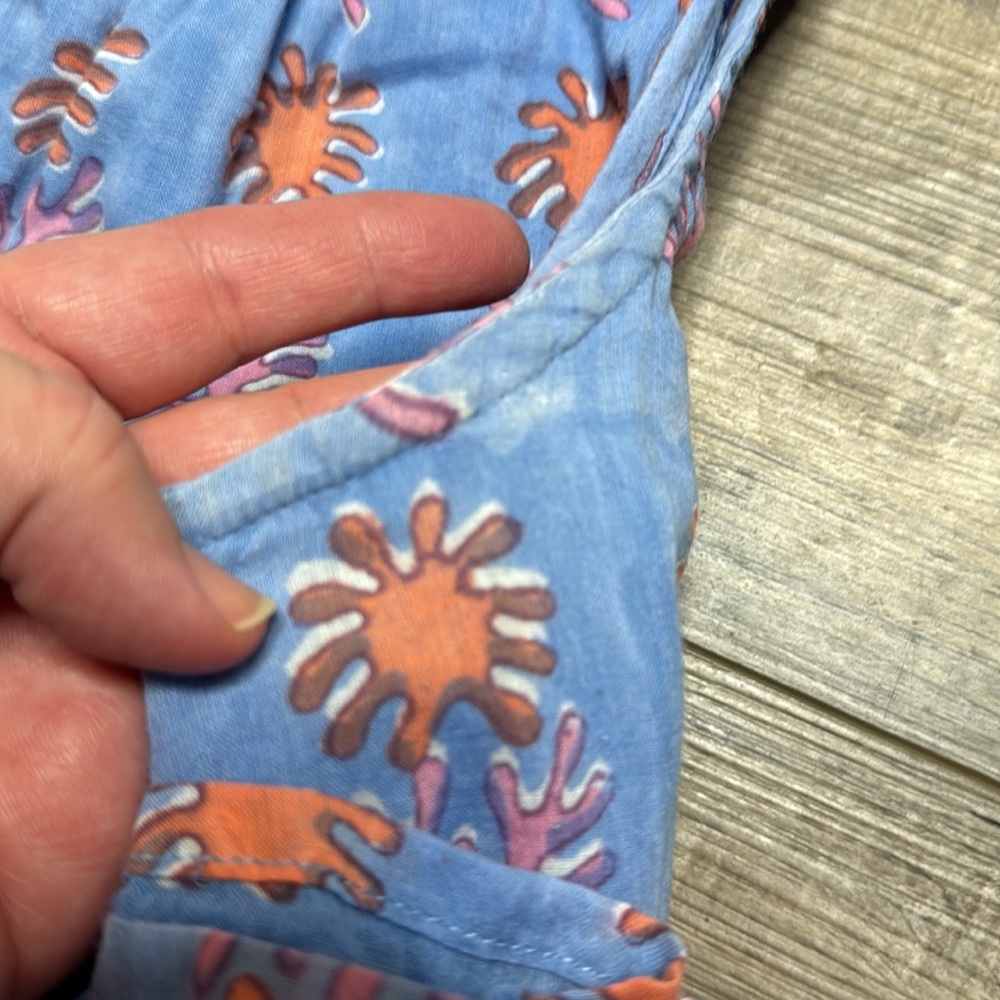 Oliphant Floral Blue and Orange Sleeveless Dress - Picture 8 of 11